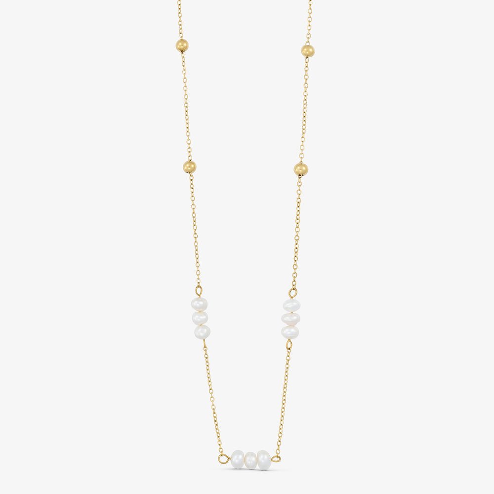 Wolff Jewelry Denmark Halskæde - Boble Pearl Necklace - 18 karat guldbelagt - Længde 39+6cm - Diversita - 