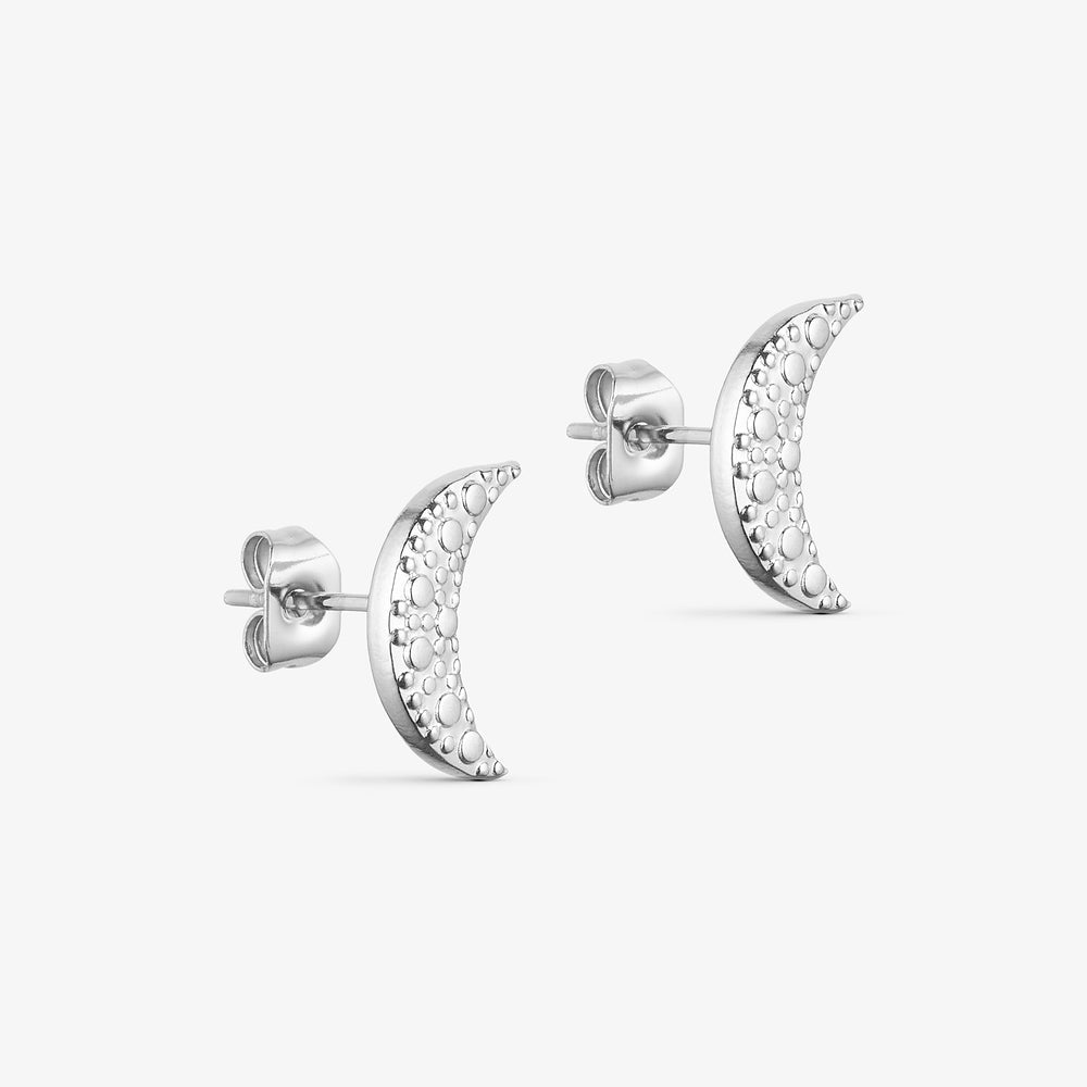 Wolff Jewelry Denmark Øreringe - Moon Stud - Sølvfarvet - 12 x 5 mm - Diversita - 
