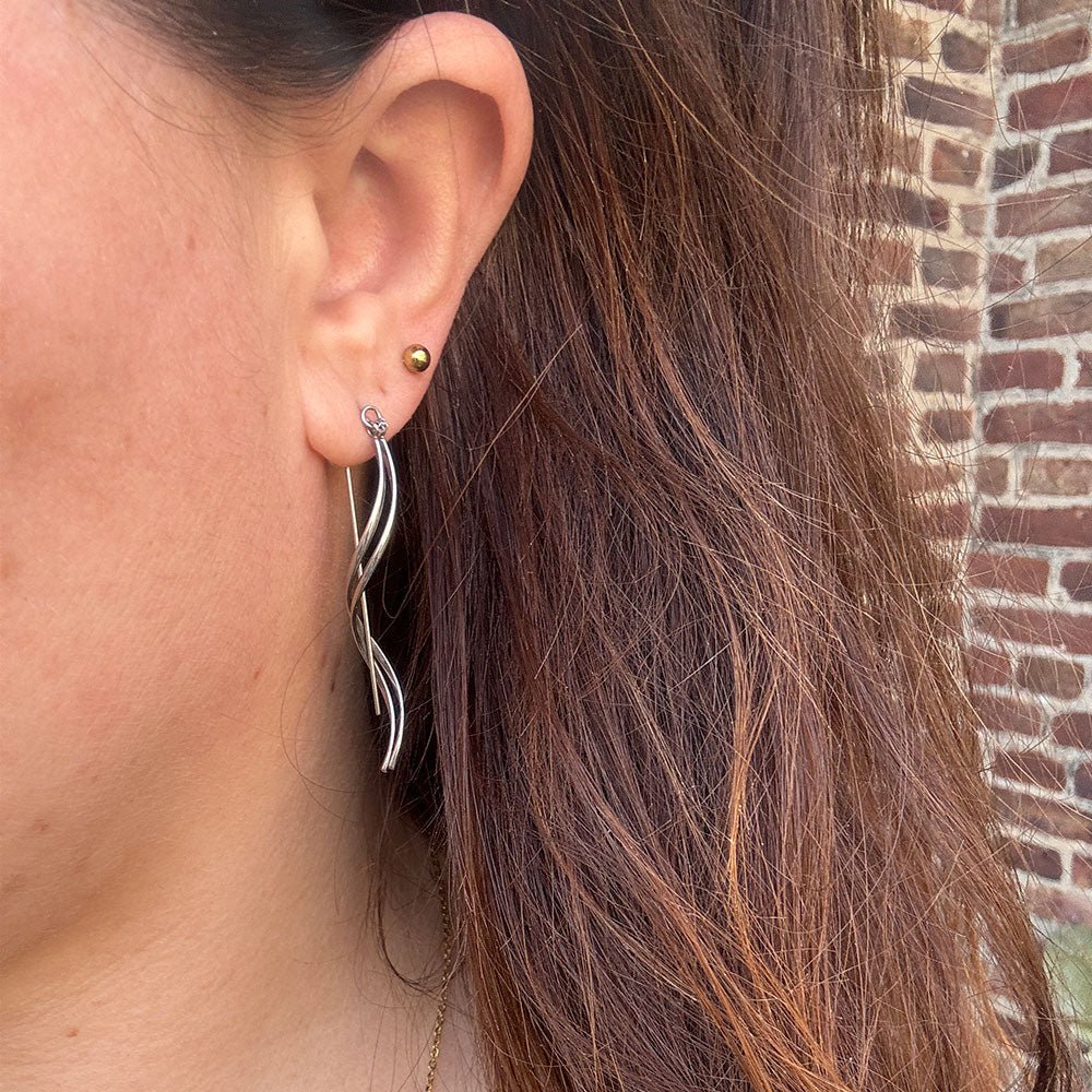 Wolff Jewelry Denmark Øreringe - Waves Earring - Sølvfarvet - 45 mm - Diversita - 