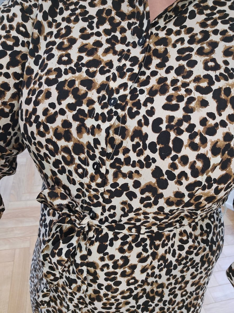 Ichi Kjole - IHElima Kjole - Leopard Mix - 34 - - Diversita - 5715297643513