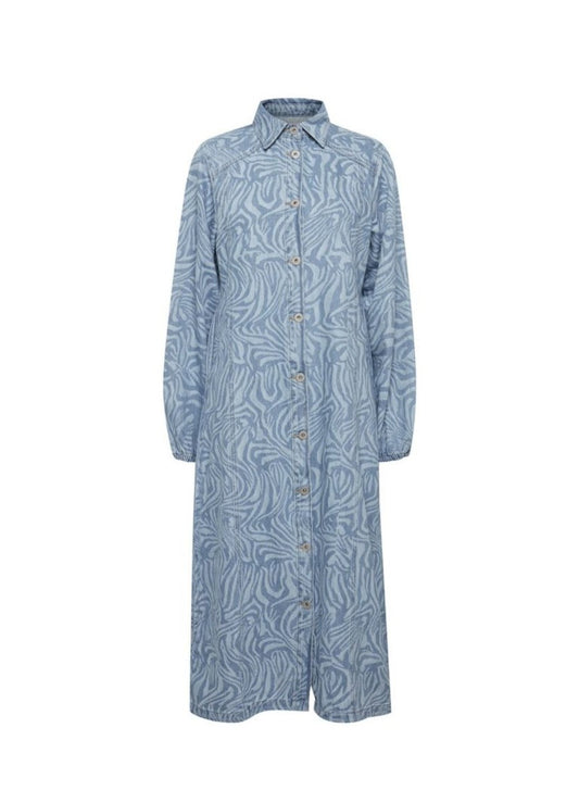 Ichi Kjole - Ixbiane Dress Blue Laser Print - 34 - - Diversita -
