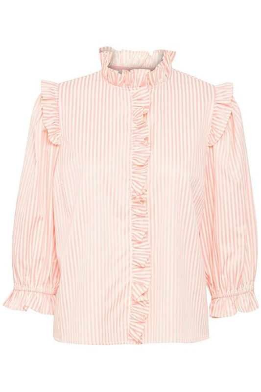 Ichi Skjorte - IXMarcy SH Aurora Pink Strip Skjorte - Pink / Hvid - XS - - Diversita -