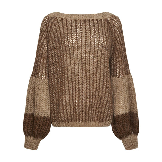 Noella Sweater - Dette er en forudbestillingsvare (slut nov) Noella Liana Knit Sweater Brown/Camel - Brun - XS/S - - Diversita -