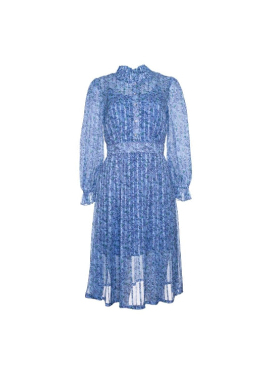 Wear by Achha Kjole - Natalie Dress Dusty Blue Flowers Kjole - Blå - XS - - Diversita - 5744001456583