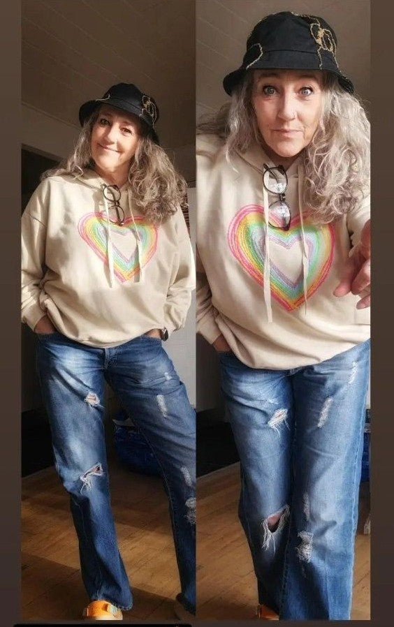 Zwillingsherz Hoodie - Hoodie BW &quot;Color Heart&quot; Hættetrøje - Sandfarvet - Onesize - - Diversita - -